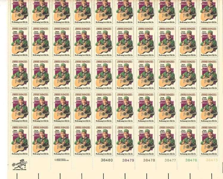 Scott 1755 Sheet of 50 MNH Jimmie Rodgers (13 cents)