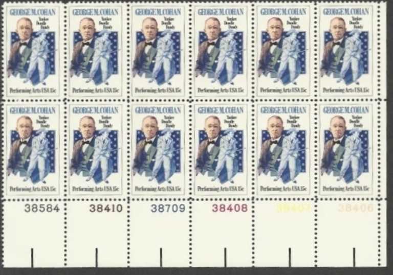 Scott 1756 Plate Block of 12 MNH George Cohan (15 cents)