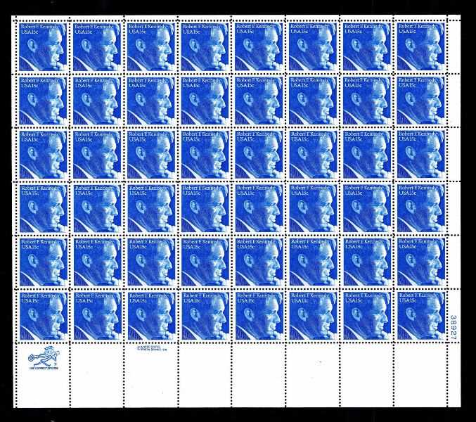 Scott 1770 Sheet of 40 MNH Robert Kennedy (15 cents)