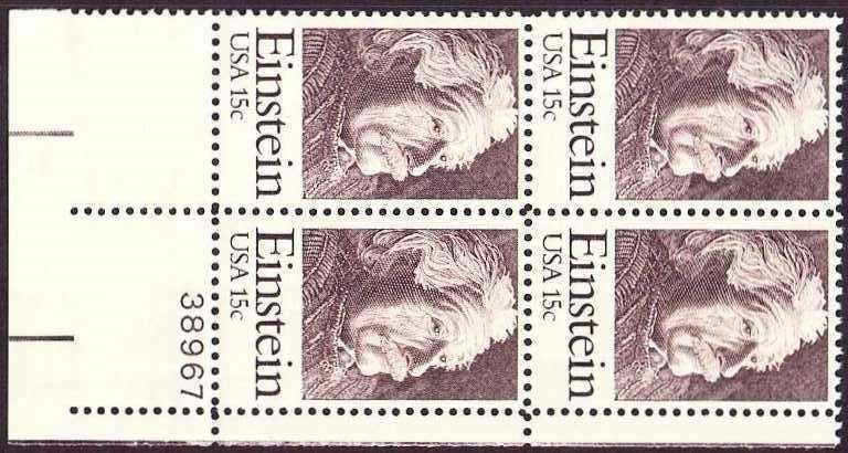 Scott 1774 Plate Block of 4 MNH Albert Einstein (15 cents)