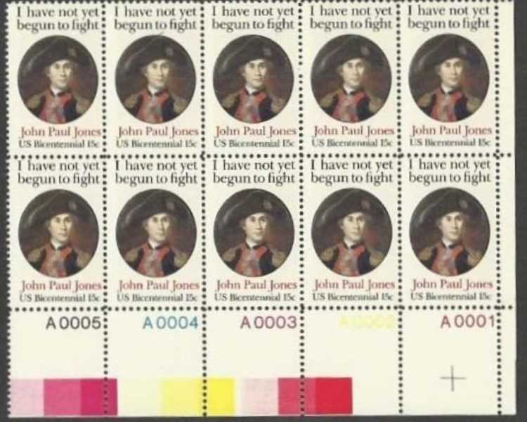 Scott 1789 Plate Block of 10 MNH John Paul Jones (15 cents)