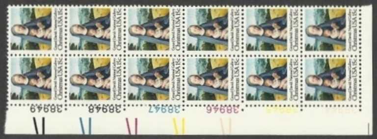 Scott 1799 Plate Block of 12 MNH Christmas Virgin & Child (15 cents)