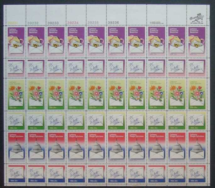Scott 1805-1810 Sheet of 60 MNH Letter Writing (15 cents)
