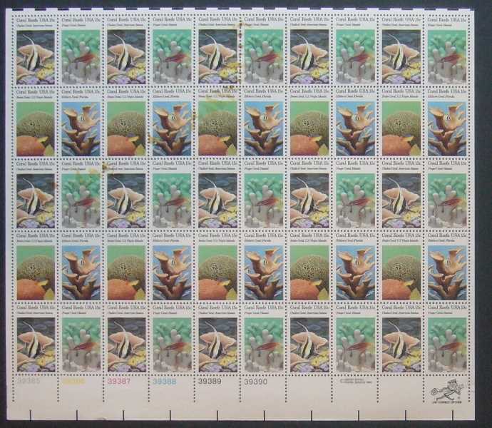 Scott 1827-1830 Sheet of 50 MNH Coral Reefs (15 cents)