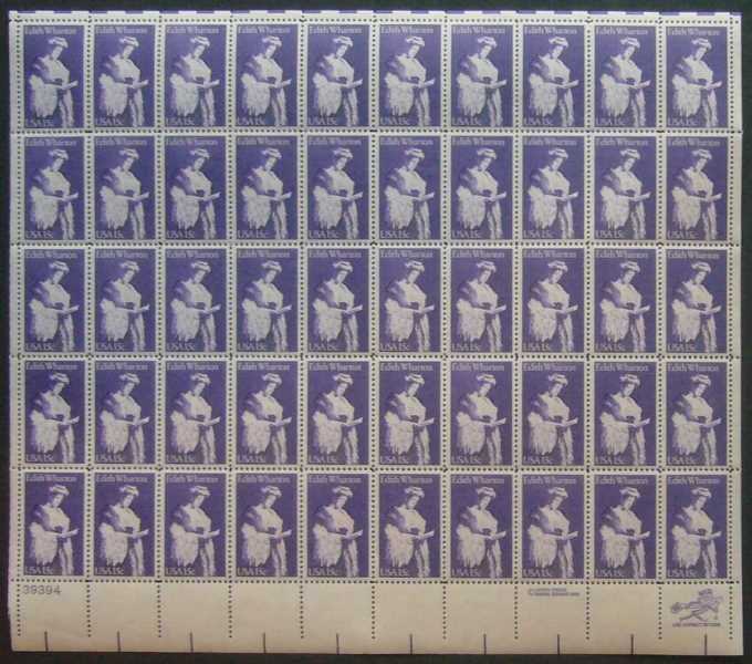 Scott 1832 Sheet of 50 MNH Edith Wharton (15 cents)