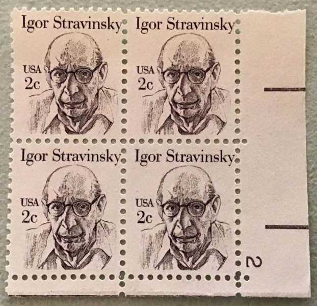 Scott 1845 Plate Block of 4 MNH Igor Stravinsky (2 cents)