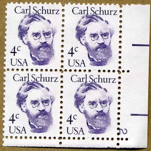 Scott 1847 Plate Block of 4 MNH Carl Schurz (4 cents)