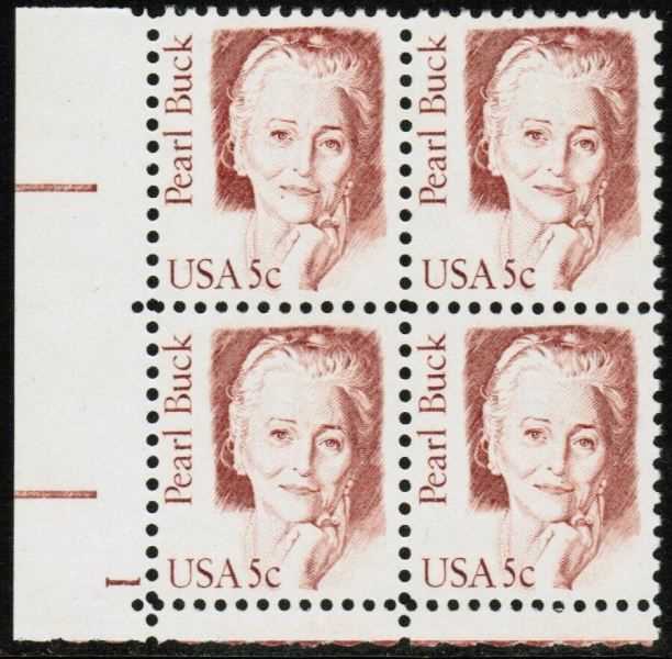 Scott 1848 Plate Block of 4 MNH Pearl Buck (5 cents)
