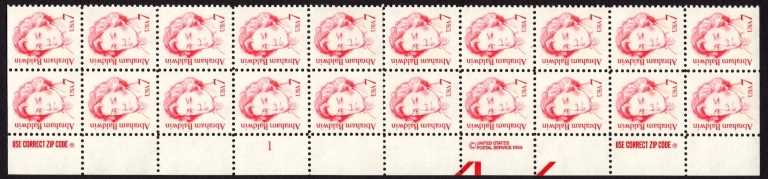 Scott 1850 Plate Block of 20 MNH Abraham Baldwin (7 cents)