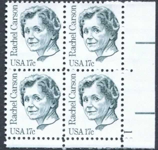 Scott 1857 Plate Block of 4 MNH Rachel Carson (17 cents)