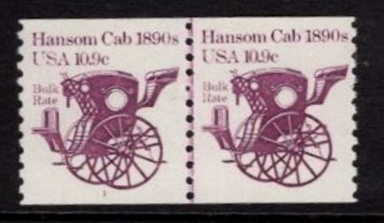 10.9 cents Transportation Coil Scott 1904 <font color=red> Strip of 2 Plate #1 </font>