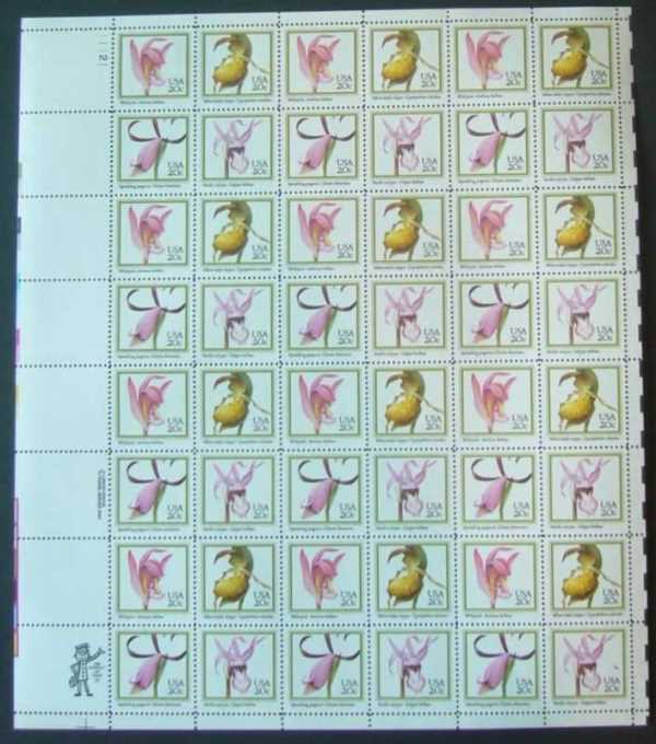 Scott 2076-2079 Sheet of 48 MNH Orchids (20 cents)