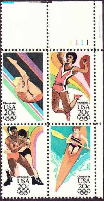 Scott 2082-2085 Plate Block of 4 MNH Sports (20 cents)