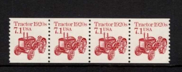 07.1 cents Transportation Coil Scott 2127 <font color=red> Strip of 4 Plate #0 </font>