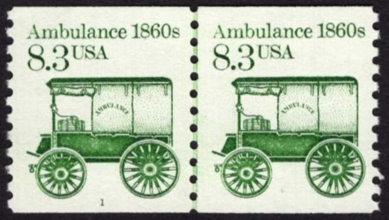 08.3 cents Transportation Coil Scott 2128 <font color=red> Strip of 2 Plate #1 </font>