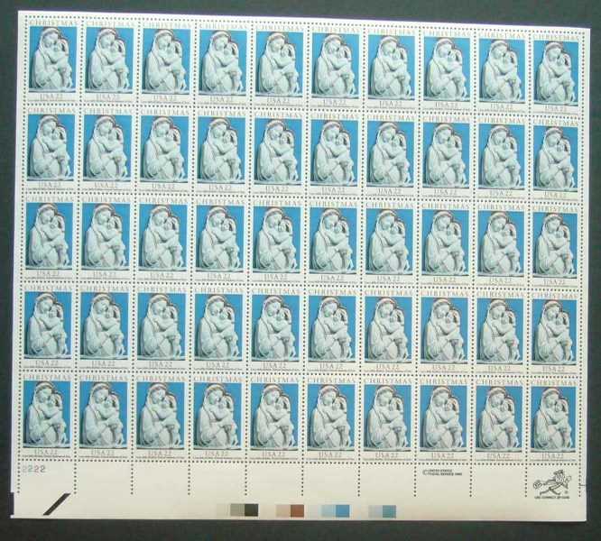 Scott 2165 Sheet of 50 MNH Christmas Madonna (22 cents)