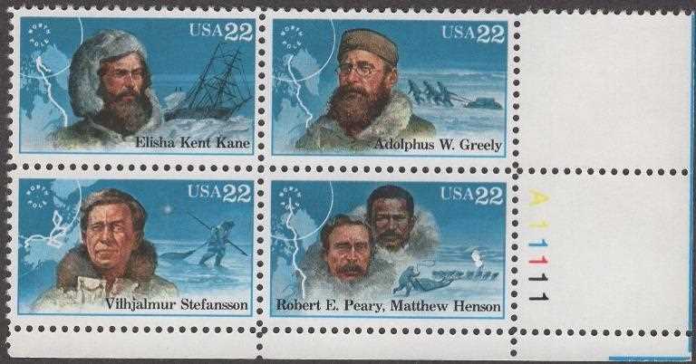 Scott 2220-2223 Plate Block of 4 MNH Polar Explorers (22 cents)