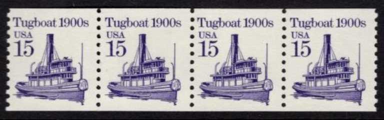 15 cents Transportation Coil Scott 2260 <font color=red> Strip of 4 Plate #0 </font>