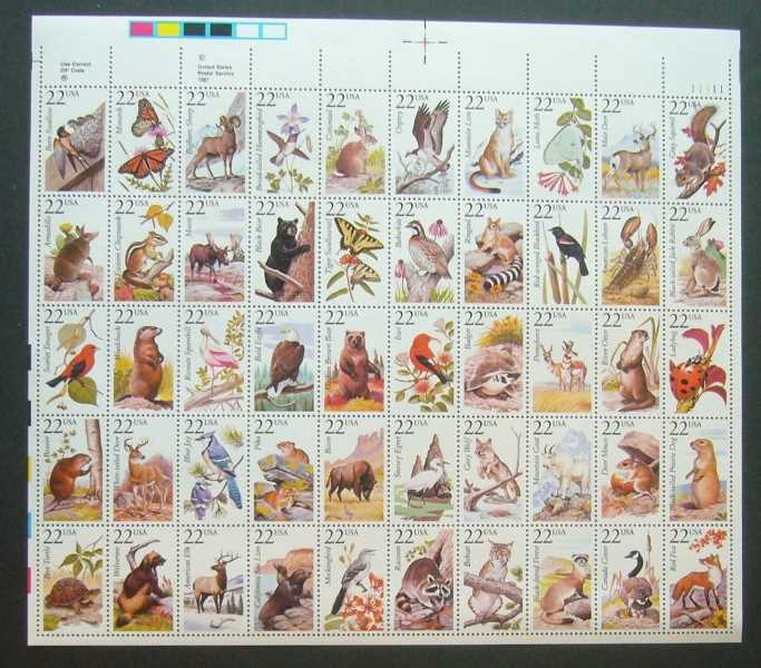 Scott 2286-2335 Sheet of 50 MNH American Wildlife (22 cents)