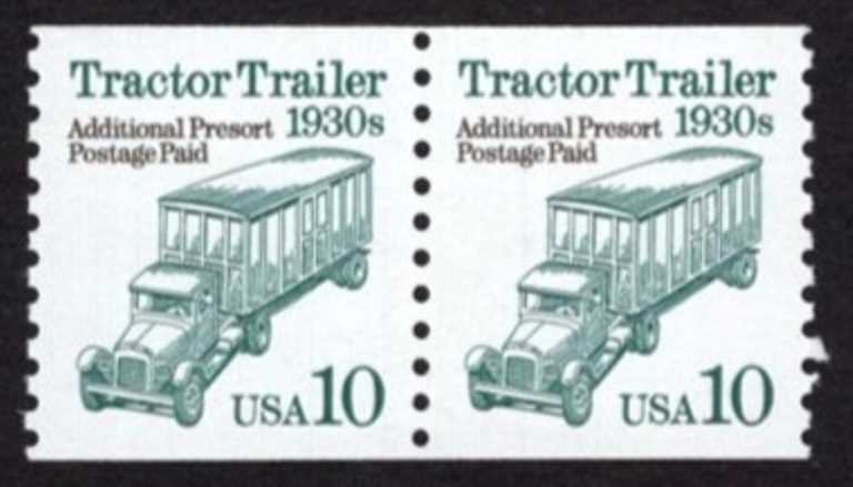 10 cents Transportation Coil Scott 2458 <font color=red> Strip of 2 Plate #0 </font>