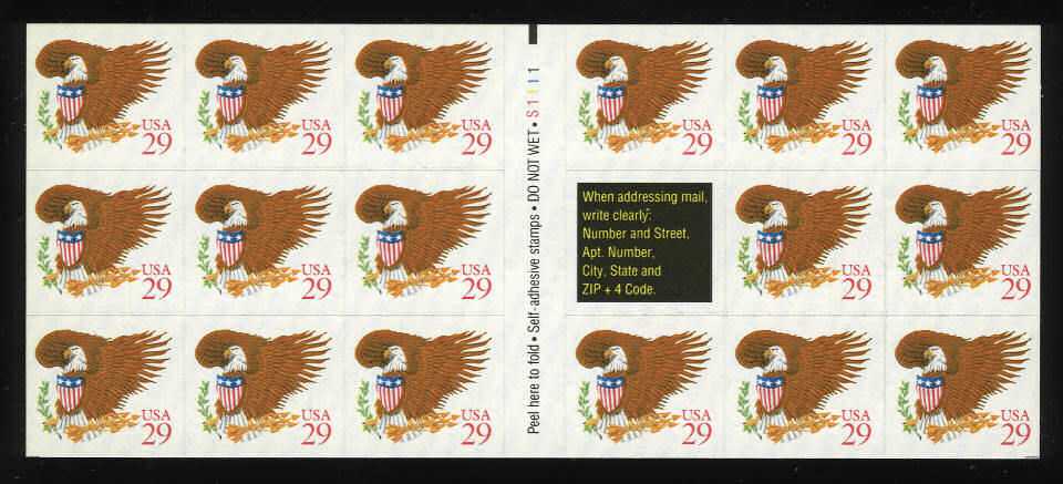 Scott 2597a pane of 17 MNH <font color=red>29 is red</font> (29 cents)
