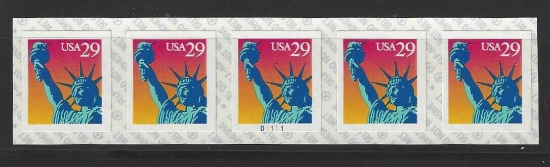 Scott 2599 strip of 5 with Plate number MNH (29 cents)
