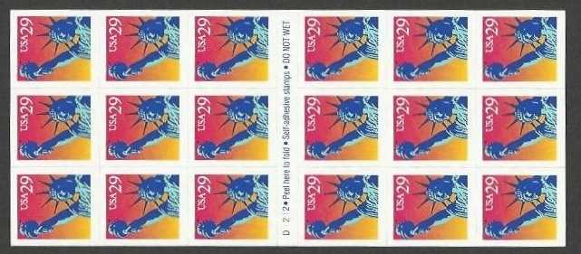 Scott 2599a Pane of 18 MNH Statue of Liberty SA (29 cents)