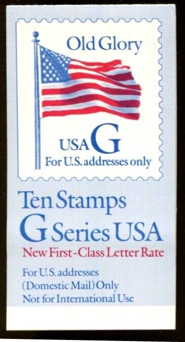 Scott 2881a Booklet #219 (32 cents)  G on booklet is Blue, text is Ten Stamps....