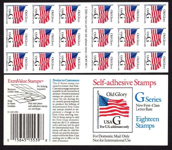 Scott 2886a Pane of 18 MNH (32 cents) thick paper the text on the back is in two <font color=red> columns </font>