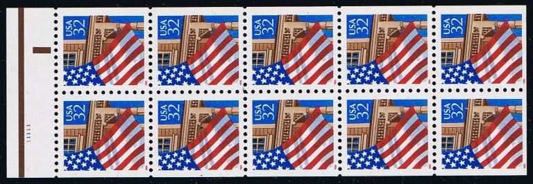 Scott 2916a Bklt Pane of 10 the "1995" is red (32 cents)