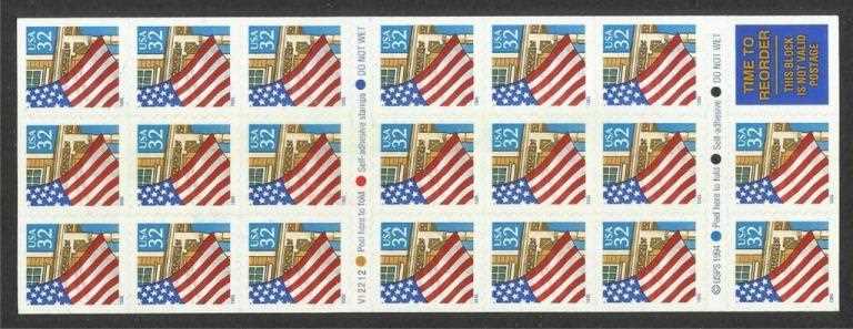 Scott 2920a Bklt Pane of 20 Large 1995 (32 cents)
