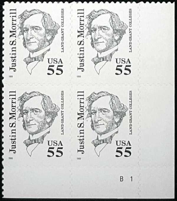 Scott 2941 Plate Block of 4 MNH Justin S. Morrill (55 cents)