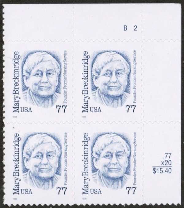 Scott 2942 Plate Block of 4 MNH M. Breckinridge (77 cents)