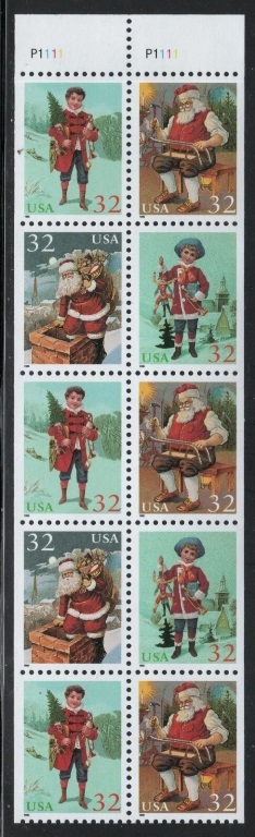 Scott 3004-3007c Booklet Pane of 10 boy Upper Left, (32 cents)