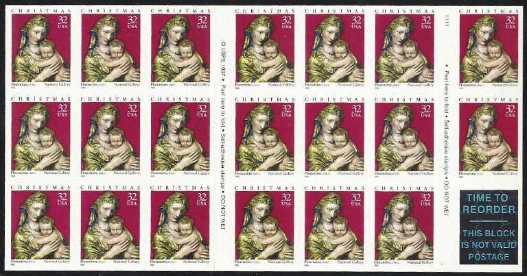 Scott 3244 Booklet Pane of 20 MNH Madonna (32 cents)