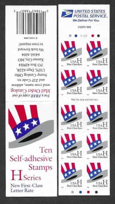 Scott 3267a Bklt Pane of 10 Txt on cover "Ten"