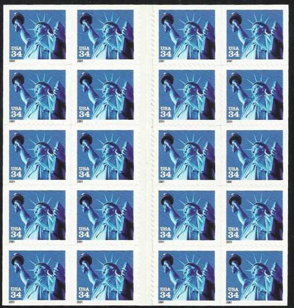 Scott 3485b Sheet of 20 MNH Statue of Liberty horizontal (34 cents)