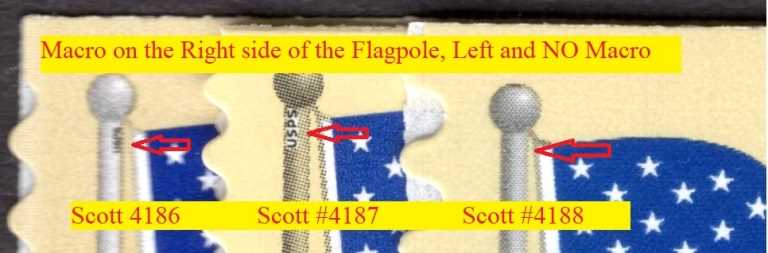 Scott 4188 Coil, Strip of 3, NO Macro print No Plate # MNH American Flag (41 cents)