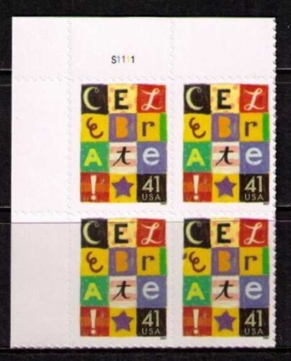 Scott 4196 Plate Block of 4 MNH Celebrate (41 cents)