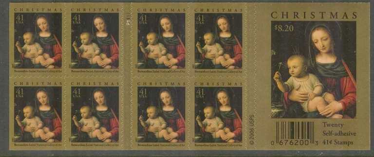 Scott 4206 Double-sided Pane of 20 MNH Madonna and the Child (41 cents)