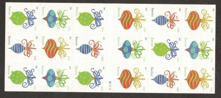 Scott #4579-4582 Forever ATM Sheet of 18 Holiday Baubles
