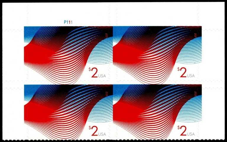 Scott #4954 $2.00 Plate Block of 4 Patriotic Wave