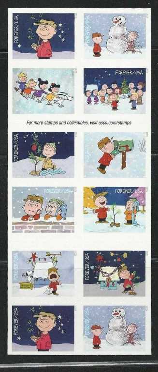 Scott #5021-5030 Forever Double-sided Booklet pane of 20 Charlie Brown Christmas