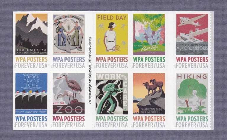 Scott #5180-5189 Forever Sheet of 20 WPA Posters