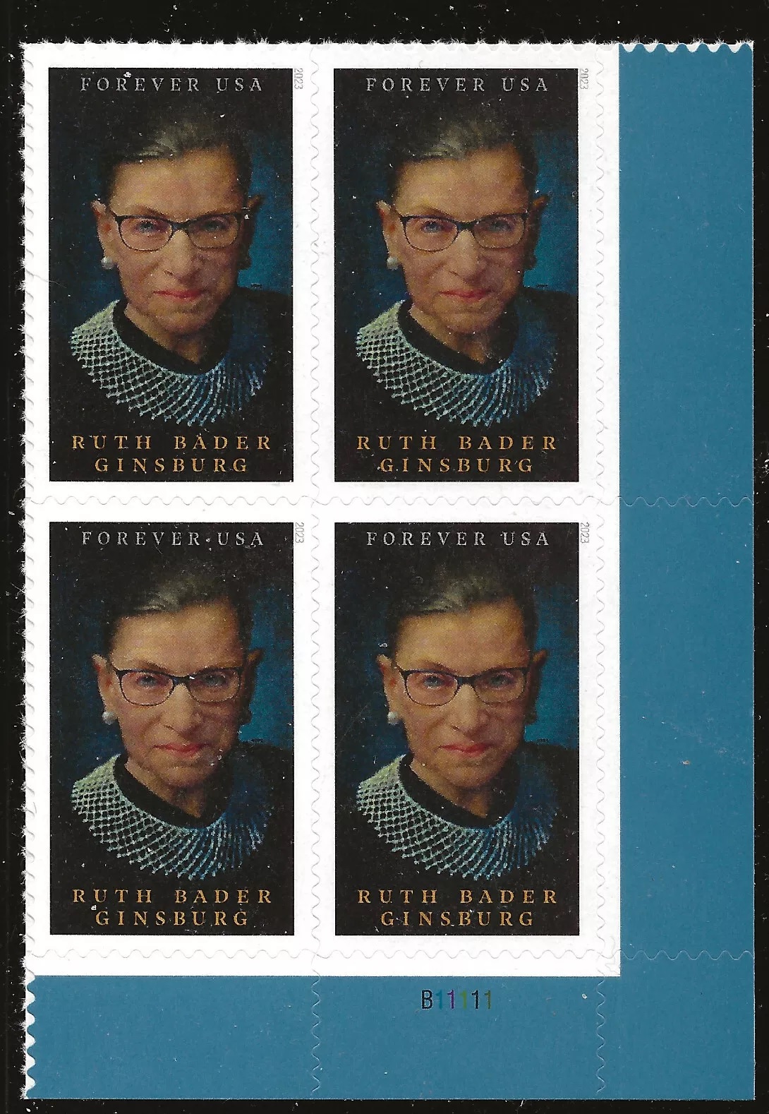 Scott #5821 Forever Plate Block of 4, Ruth Ginsberg
