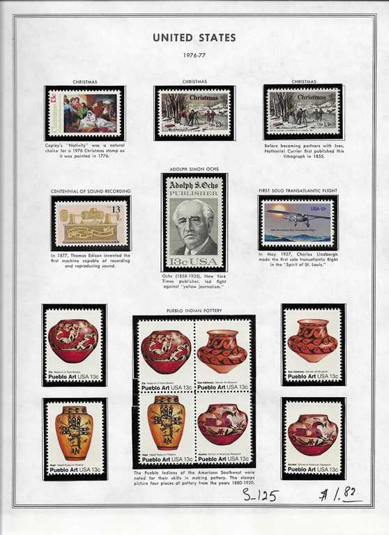 Page 125, USA single stamps