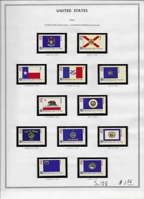 Page 128, USA single stamps