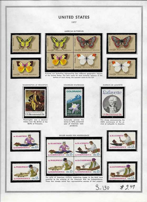 Page 130, USA single stamps