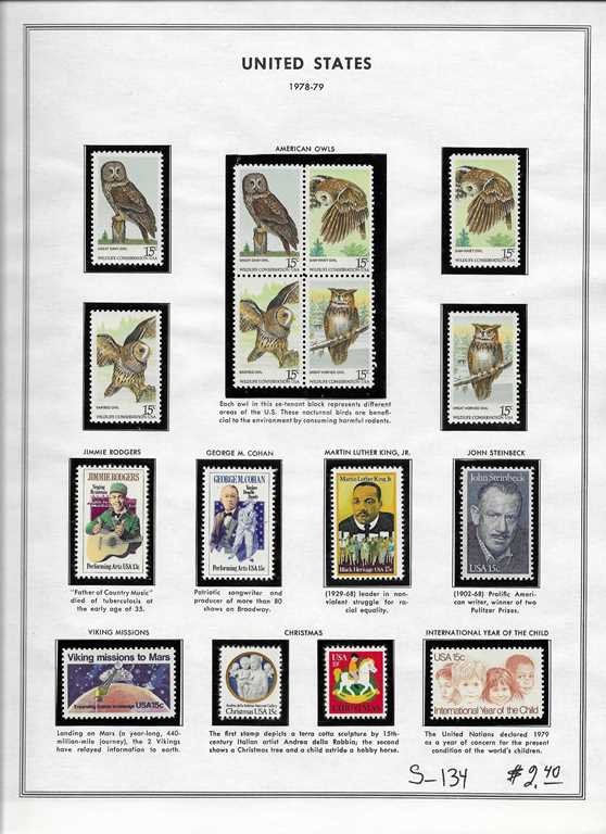 Page 134, USA single stamps