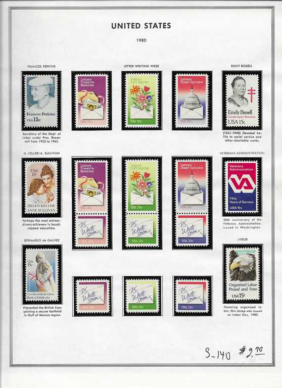 Page 140, USA single stamps